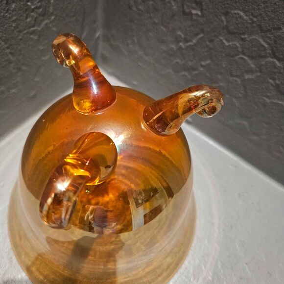 Viking Glass Persimmon Candy Dish Vase 6" X 5.5" Amberina Footed Bowl - Picture 3 of 5